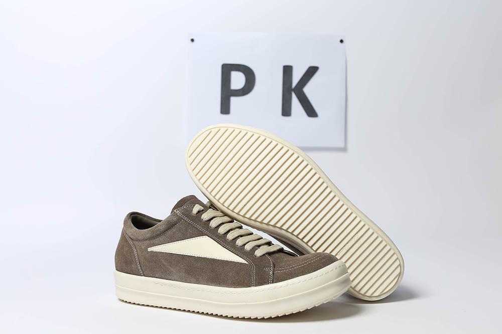 PK GOD Rick Owens EDFU Vintage Sneaks Velour Suede Dust Grey Milk White RETAIL MATERIALS READY TO SHIP